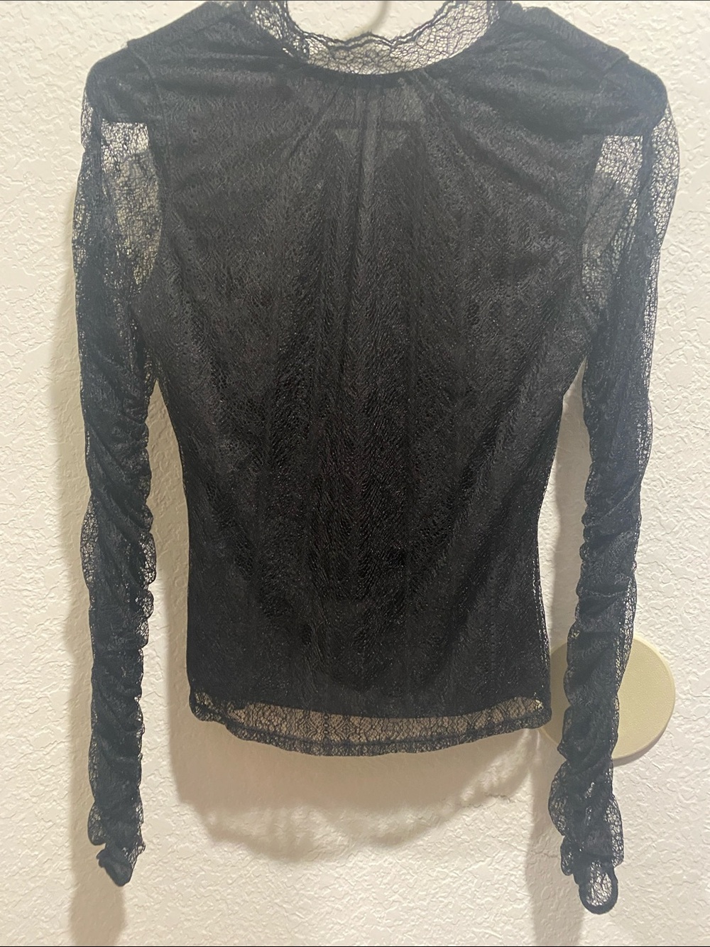 Express Black Sheer Lace Long Sleeve Top